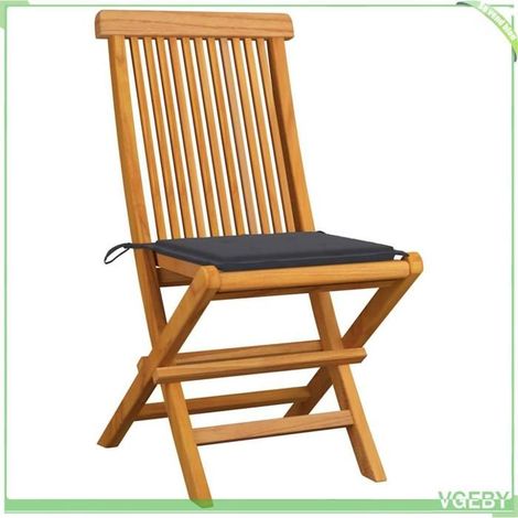 Chaises de jardin - FAFEICY - 3062460 - Pliables - Coussins anthracite - Teck résistant aux intempéries (1/5)