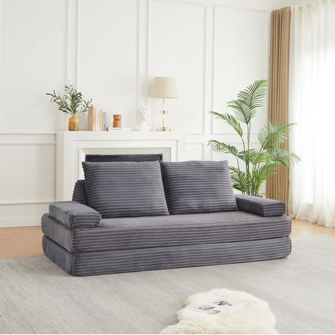 REDOM Modulsofa, frei kombinierbar, verstellbare Rücken und Armlehnen, Cord und Schaumstoff, grau (1/5)