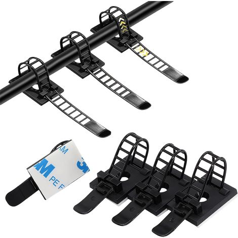 Packung mit 50 selbstklebenden Kabelbindern – verstellbare Nylon-Kabelbinder – selbstklebende Kabelclips – Kabelorganisatoren für den Schreibtisch – wiederverwendbare Kabelbinder (1/5)