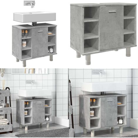 Armario de baño madera ingeniería gris hormigón 60x32x53,5 cm - Armario de baño madera - Armario de baño gris hormigón