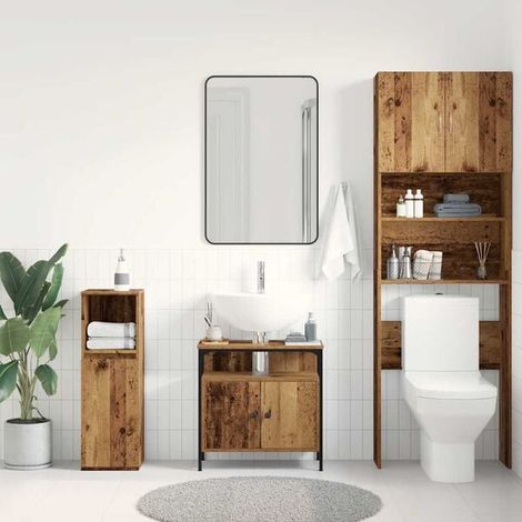 Meuble Lavabo Salle de Bain 60x30x60 cm, Meuble Vasque en Bois Style Vintage avec Rangement, Console de Lavabo Rustique pour WC et Salle d'Eau (1/5)