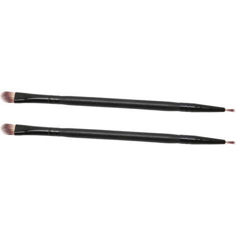 2 Pinceaux Maquillage Double Face Professionnels pour Fard à Paupières Hypoallergéniques - Manche Noir - Set Cosmétique (1/5)