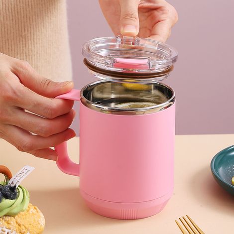 Mug à café 460 ml, intérieur en acier inoxydable 304, étanche, élégant et portable, idéal pour les activités de plein air (rose). (1/5)
