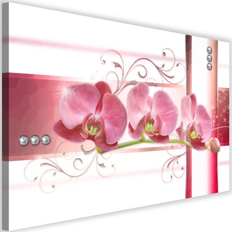 Tableau sur toile Fleur rose Orchidée 60x40 (1/5)
