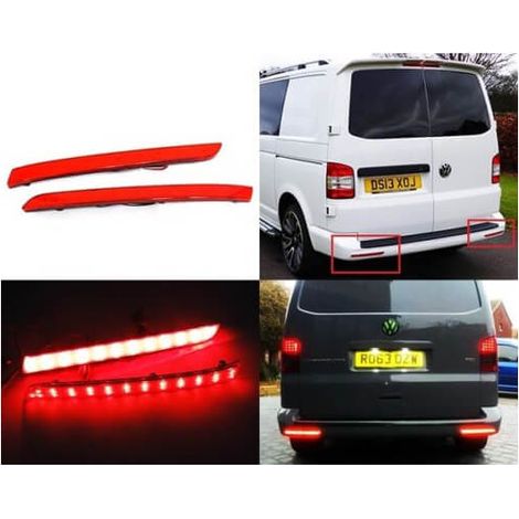 Kit 2 Fanali Posteriori A Led Rosso Per VW T5 Transporter Multivan 12-15 Caravelle 2014 Sostituzione Catarifrangente Riflettore Originale (1/3)