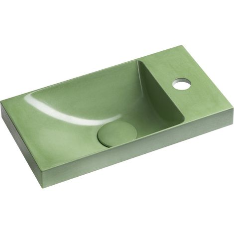 Vasque en béton AGOS 40x22cm, gauche/droite, vert semi-brillant (1/4)