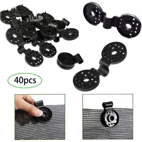 40 Pièces Clips pour Bache, Clip Spécial avec Œillet, Fixation Traités Anti-UV pour Brise Vue, pour Toile Clôture, Filet D'ombrage, Tissu Coupe-Vent (1/5)
