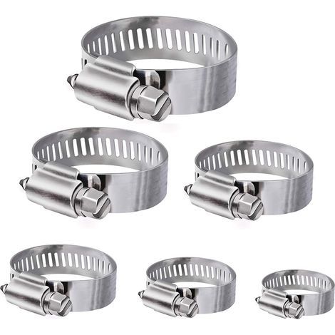 Fascette per tubi, 36 pezzi regolabili 6–51 mm Gamma in acciaio inossidabile Fascette di serraggio Assortimento di 8 dimensioni per famiglia Tubo dell'acqua, serbatoio del gas, tubo per automobili, ec (1/5)
