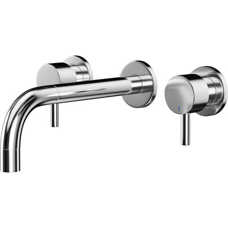 Colore Round Polished Chrome Wall Mounted 3 Tap Hole Basin Mixer Tap (1/5)