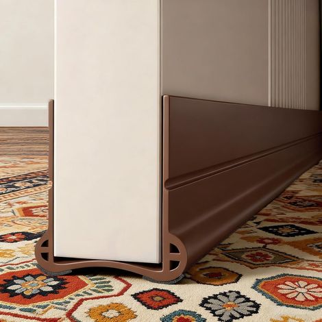 93 cm Door Seal Anti Noise Door Draught Excluder, Self Adhesive Draught Excluder for Sound Insulation, Weatherproof for Doors (Brown) (1/5)