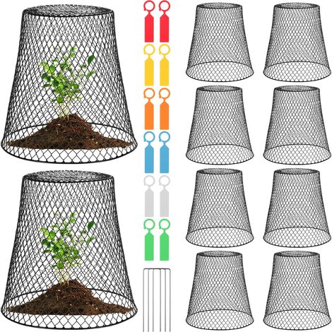 10PCS Cloche de Jardin en Métal, Cloche de Jardin en Fil de Fer, Cloche de Plante en Fil de Jardin en Métal, Cloche de Protection en Métal pour Jardin, Cage de Protection des Plantes, Noir