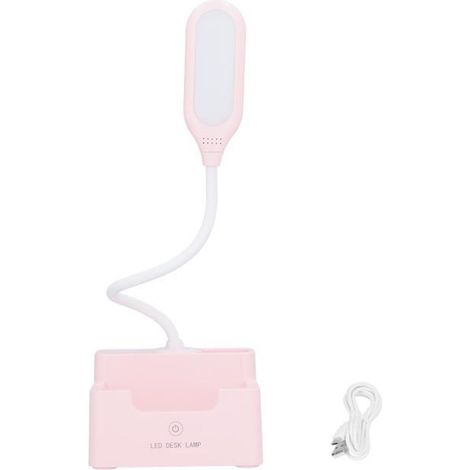 Lámpara de escritorio con protección ocular, luz táctil multifuncional, luz blanca, luz cálida (rosa).