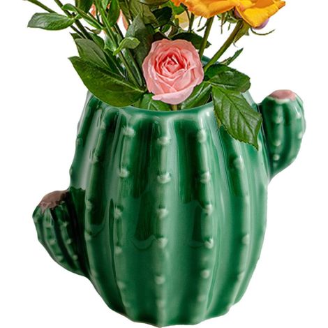 Vase à Cactus en céramique, Vase à Fleurs de Cactus Vase décoratif Vase en Petits vases décoratifs pour bureau, arrangements floraux, vase de table, décoration de cactus, d (1/5)