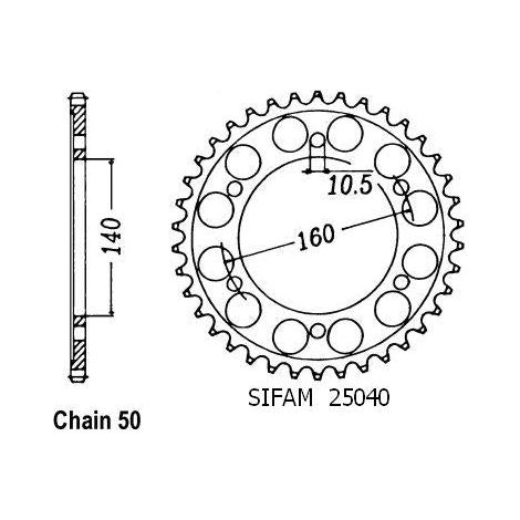 Couronne Acier Kawasaki - 530 - 49 Dents - Similaire JTR502 - Made in Germany