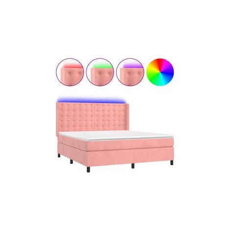 Sommier à lattes de lit matelas et LED Rose 160x200 Velours (1/5)