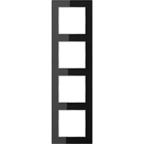 Jung Glasrahmen 4fach, senkrechte und waagerechte Montage, Glas, A CREATION, schwarz AC584GLSW (1/2)