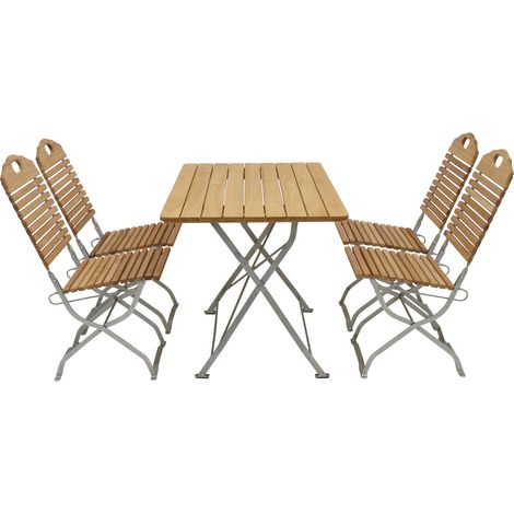 Kurgarten - Garnitur BAD TÖLZ 5-teilig (4x Stuhl, 1x Tisch 70x110cm eckig, Flachstahl verzinkt + Robinie, klappbar (1/5)