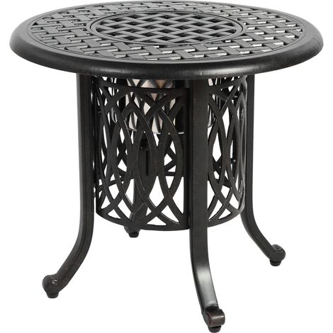 CAIziTable d'extérieur en aluminium avec seau à glace, table d'appoint de patio, table d'extrémité en aluminium avec patins de pieds réglables, petite table basse d'extérieur
