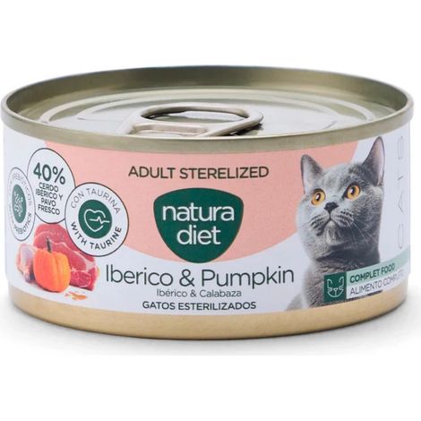 Natura Diet CAT Adult Paté Sterilized Iberico & Pumkin 85Gcaja x24