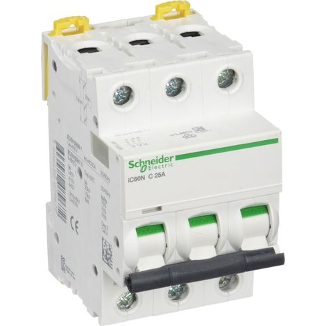 A9f74325 - Disjoncteur Triphasé 3p 25a Courbe C - 3 Modules - 10ka - Schneider Electric Acti9 Ic60n (1/2)