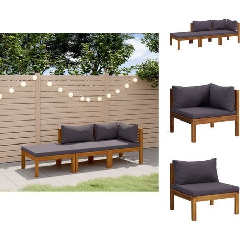 Gartenmöbel-Sets - Living 3-tlg. Garten-Lounge-Set mit Auflagen Massivholz Akazie (1/5)