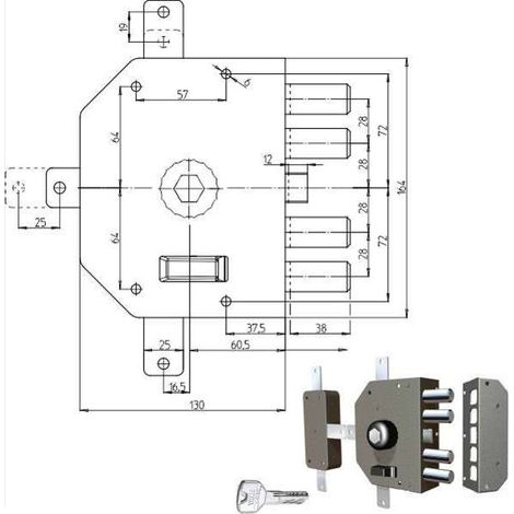 Serratura di Sicurezza Quintuplice Sx con Pompa 3350P CR