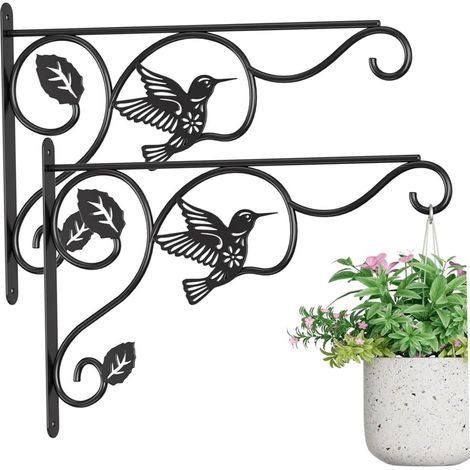 Crochet de suspension pour plantes, paquet de 2 supports suspension pour plantes, crochets métalliques 12x9 avec motif d'oiseau pour suspendre des , mangeoires à oiseaux, carillons éoliens