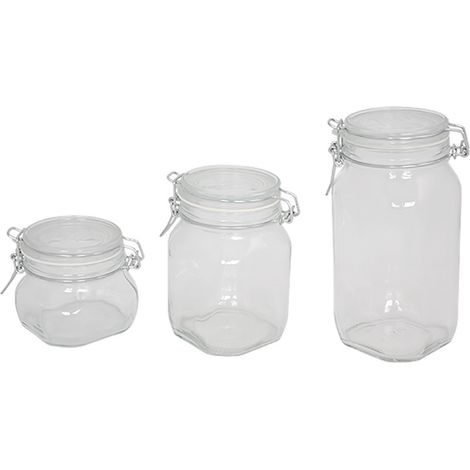6PZ VASO ERMETICO IN VETRO PER ALIMENTI 'FIDO' 1000 ML