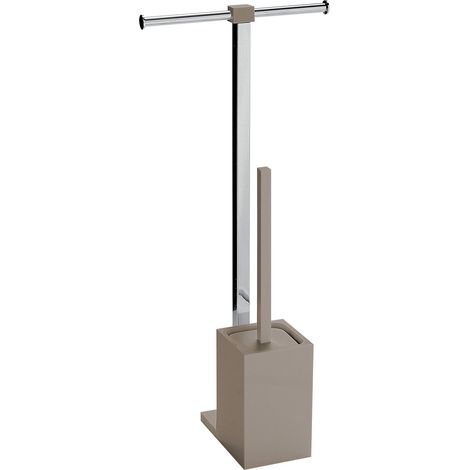 Colonnina portarotolo e scopino WC acciaio inox e resine termoplastiche serie Rainbow Gedy RA32 Tortora Chiaro (1/2)
