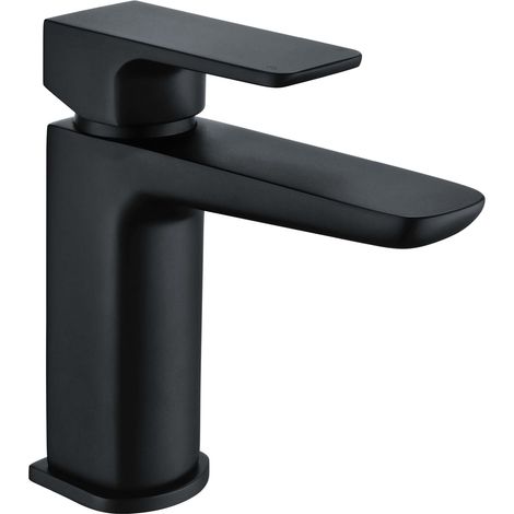 Deva Wai Mini Basin Mixer Tap with Press Top Waste - Matt Black (1/3)