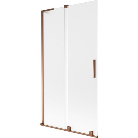Mexen Velar L paravento vasca da bagno 2 ante scorrevoli 100 x 150 cm, brina, oro rosa - 896-100-003-31-60 (1/5)