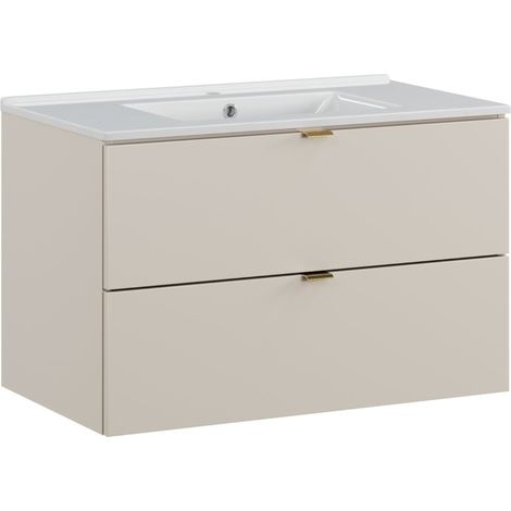 Meuble sous vasque suspendu DALIA Cachemire avec vasque encastrée 80 cm-Largeur 80 cm (1/5)