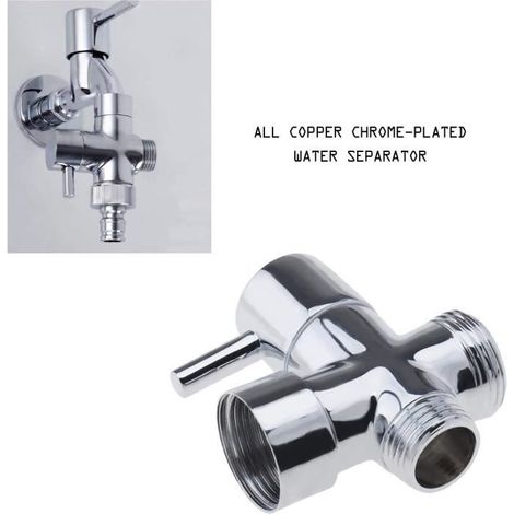 Vanne de douche en laiton chromé poli 3/4 1/2 BSP adaptateur en T pour mitigeur thermostatique de salle de bain et cuisine (1/4)