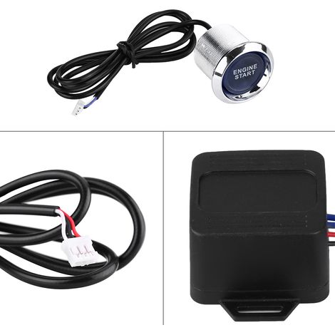 Interrupteur d'allumage universel automobile 12V à un bouton (lumière bleue) (1/5)