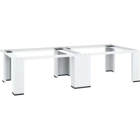 Base double pour lave-linge et sèche-linge, plastique de haute qualité, 73 cm x 44 cm x 78 cm, compatible avec la plupart des machines standard, supporte un poids allant jusqu'à 300 kg, finition blanc (1/5)