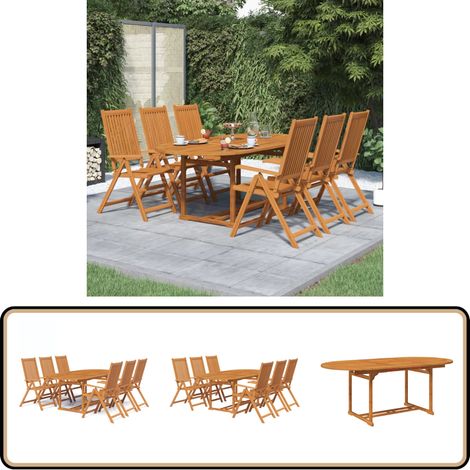7-tlg. Garten-Essgruppe Massivholz Akazie - Gartenmöbel Set - Gartentisch - Gartenstuhl - Holz Möbel - Akazienholz