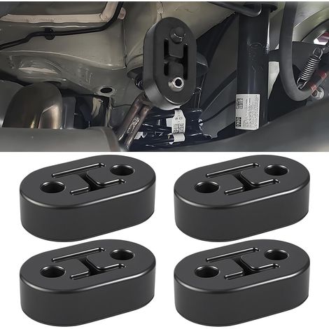 Lot de 4 crochets d'échappement universels en caoutchouc de 12 mm à 2 trous pour pot d'échappement de voiture, protection du système d'échappement de véhicule, amortissant les vibrations et durable (1/5)