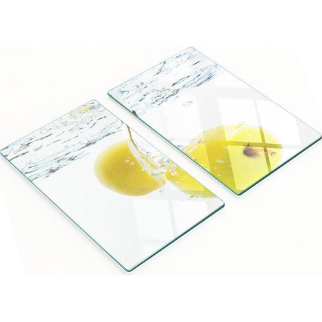 Taglieri decorativi multifunzionali in vetro per cucina, con motivi di mela e acqua, 2x30x52 cm (1/5)