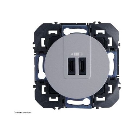 LEGRAND DOOXIE PRISE CHARGEUR USB DOUBLE TYPE C ALUMINIUM - 600445