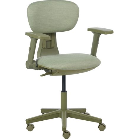 Office Chair Green Fabric Adjustable Backrest Armrests Modern Design Home Office CORE (1/5)