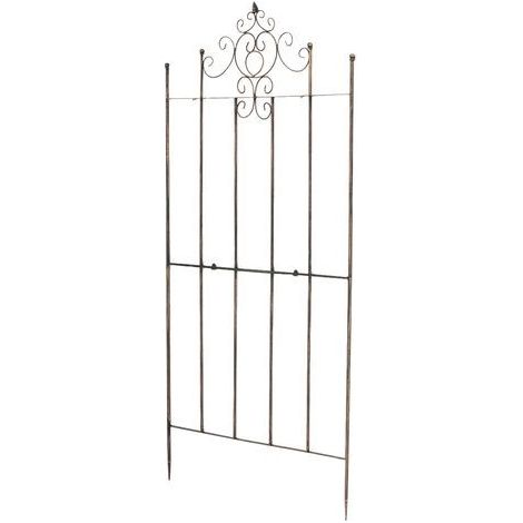 CLP – Grille en métal décorée pour plantes grimpantes – Dimensions 170 x 86 cm – Couleur bronze – Installation facile dans le sol (1/5)