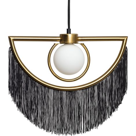 Lámpara Colgante Metal con Flecos Dalila Negro