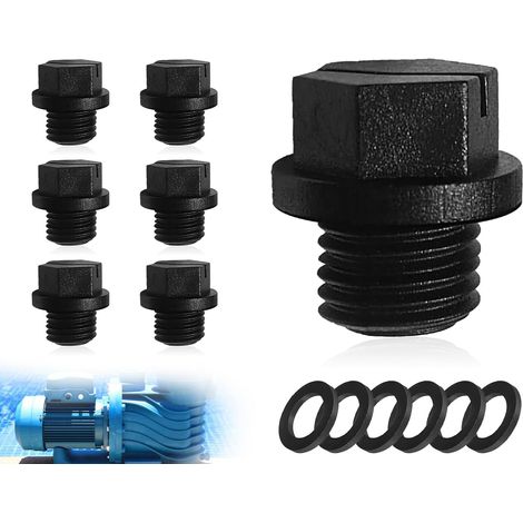 6 pièces bouchon de vidange de piscine,pièces pour pompes de piscine,bouchon de vidange,pompe de piscine pièces,Compatible avec Spx1700fg bouchon de vidange de piscine(noir) (1/5)