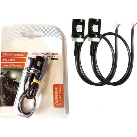 TRADE SHOP - Kit 2pz Luce A Led Per Targa Motociclo Moto Luce Bianca 6500k 1w Alogene Xc-1309 - (1/2)