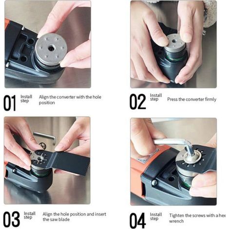 Adaptateur Starlock Lames Scie Oscillante, Convertisseur Outil Multifonction, Compatible Star-Lock, Installation Facile