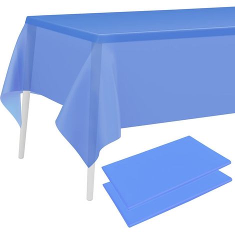 Lot de 2 nappes bleues en plastique, 137x274 cm, rectangulaires, imperméables