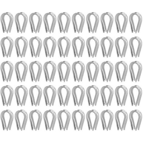 50 Pièces Câble Métallique Cosse Câble Métallique Clips Outils de Gréement de Câble en Acier Inoxydable pour la Construction Navale(M4 (4 mm))