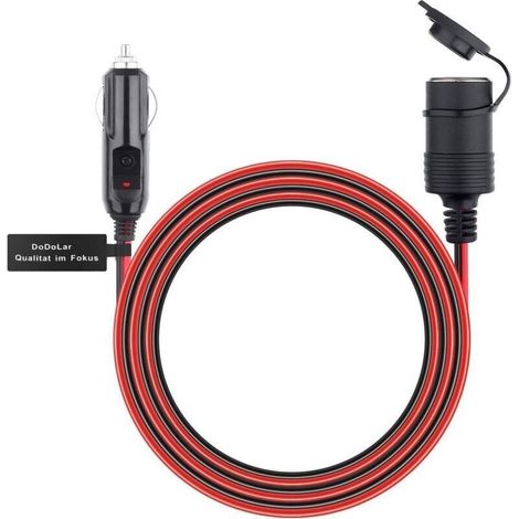Rallonge allume-cigare 12 V - 3,1 m - Avec fusible - Étanche à la poussière - Prise allume-cigare - Convient pour courant 15 A/12 V/24 V (1/5)
