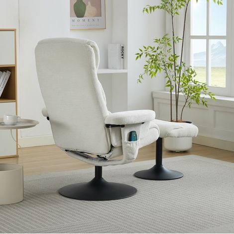 Sessel mit 5-Punkt-Massage Heizfunktion Hocker Weiß OKMYHOME (1/5)