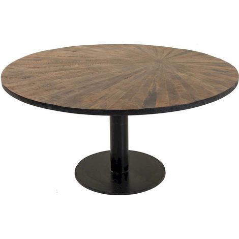 table basse ronde en bois et métal style contemporain marron - bois naturel marron foncé noir (1/5)